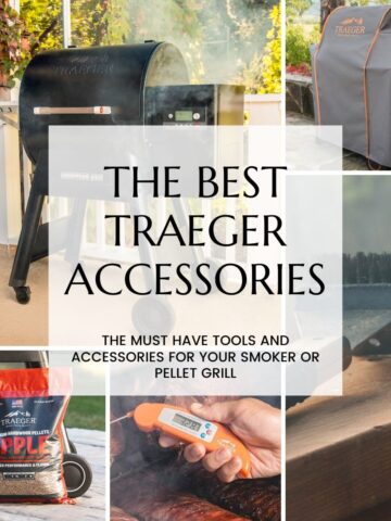 A collage of the best traeger grilling accessories with a text overlay.